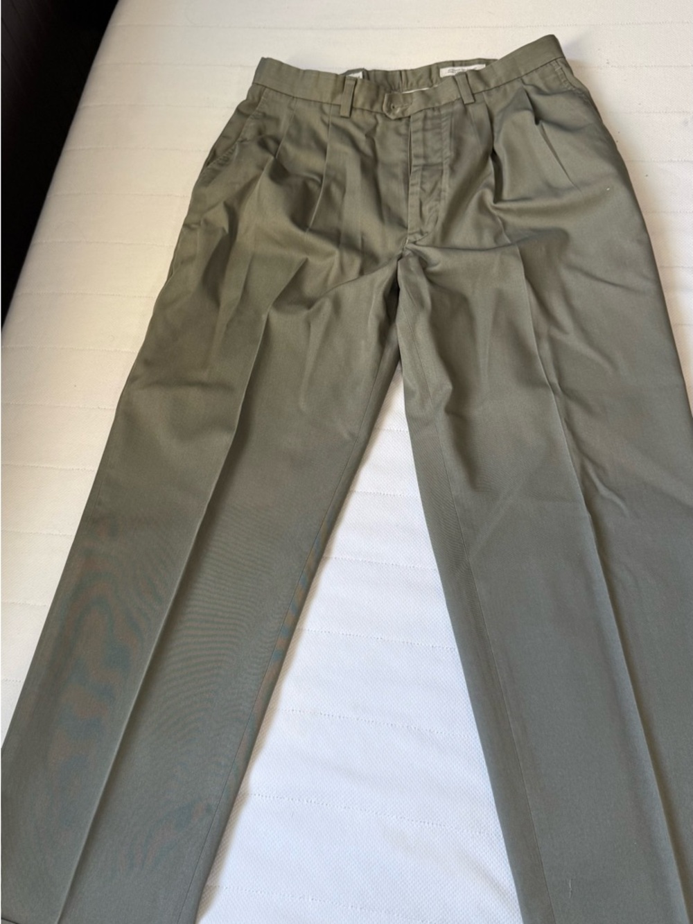 Eton Olive Green Pleated Dress Pants